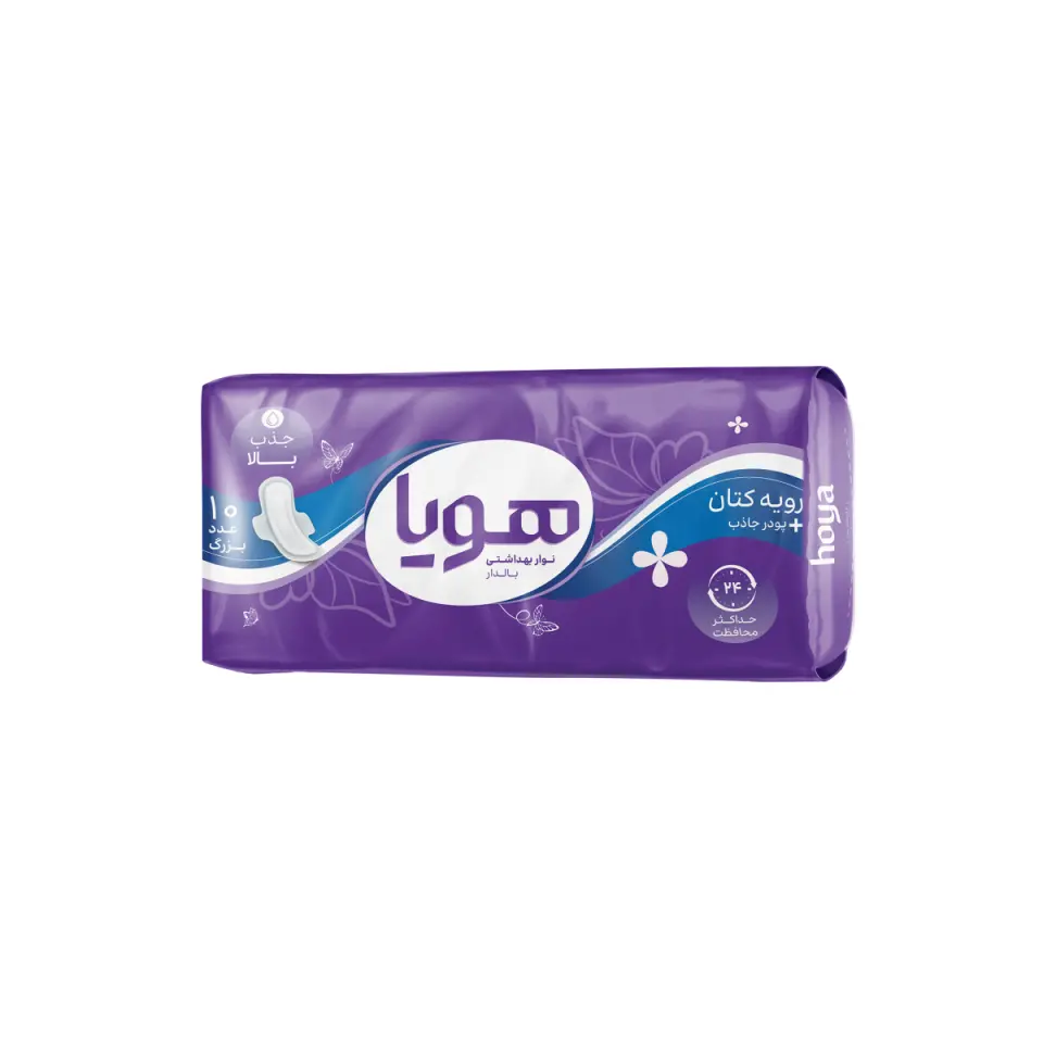 نوار بهداشتی هویا مدل رویه کتان-10 عددی